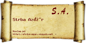 Strba Azár névjegykártya